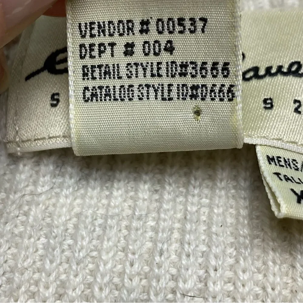 Eddie Bauer Cream Long Sleeve Crew Neck 100% Cotton Sweater Size XL - Picture 5 of 9